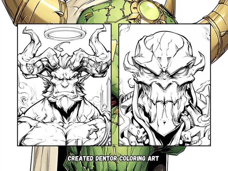 Livre de coloriage portraits dark fantasy – 87 personnages démoniaques de l'horreur gothique (PDF numérique) image 7