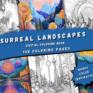 Relaxing Adult Coloring Book - 138 Detailed Surreal Landscapes to Color