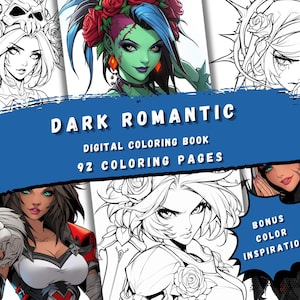 Kolorowanka Gothic Fantasy - 92 Mroczne Romantyczne Strony, PDF do Wydruku