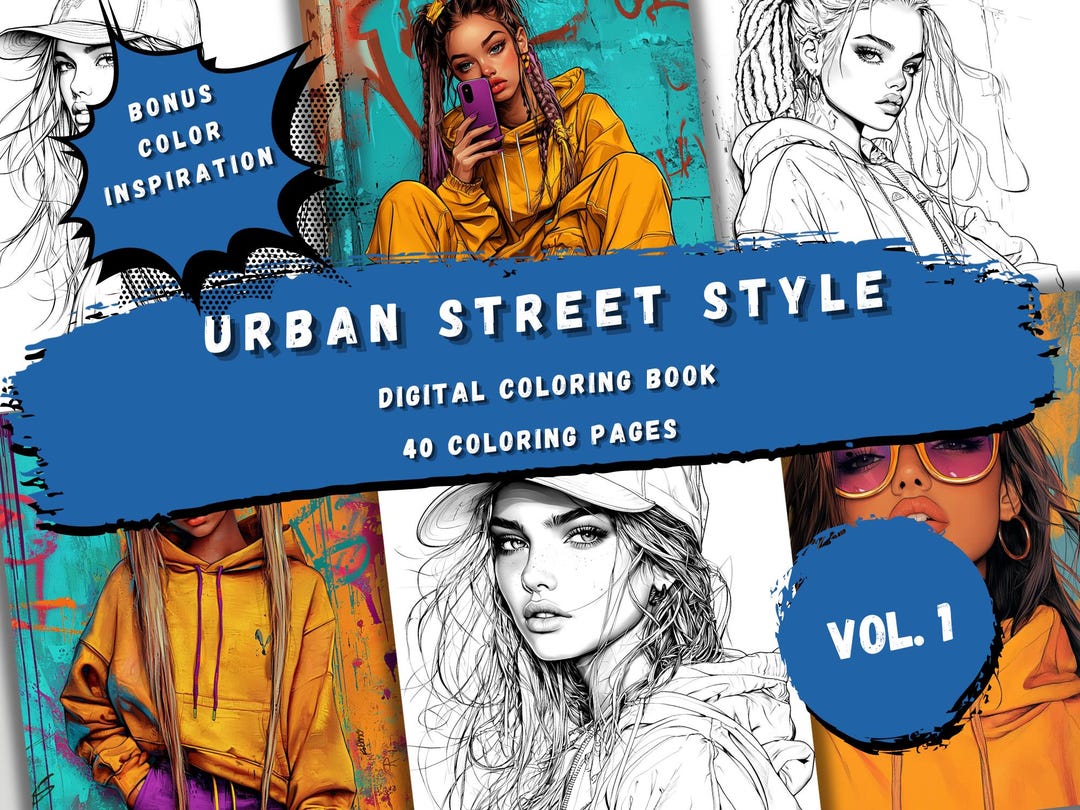Urban Street Style Coloring Book – 40 Fashion Illustrations (digital ...