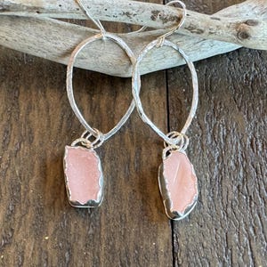 Hand made genuine sea glass dangle earrings.  Sterling silver, sea glass earrings/handmade earrings. Pink sea glass earrings