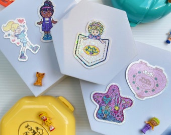 Confezione da 5 adesivi Polly Pocket con ologramma a forma di stella scintillante glitterata da 5 cm (PPLMSTK05)