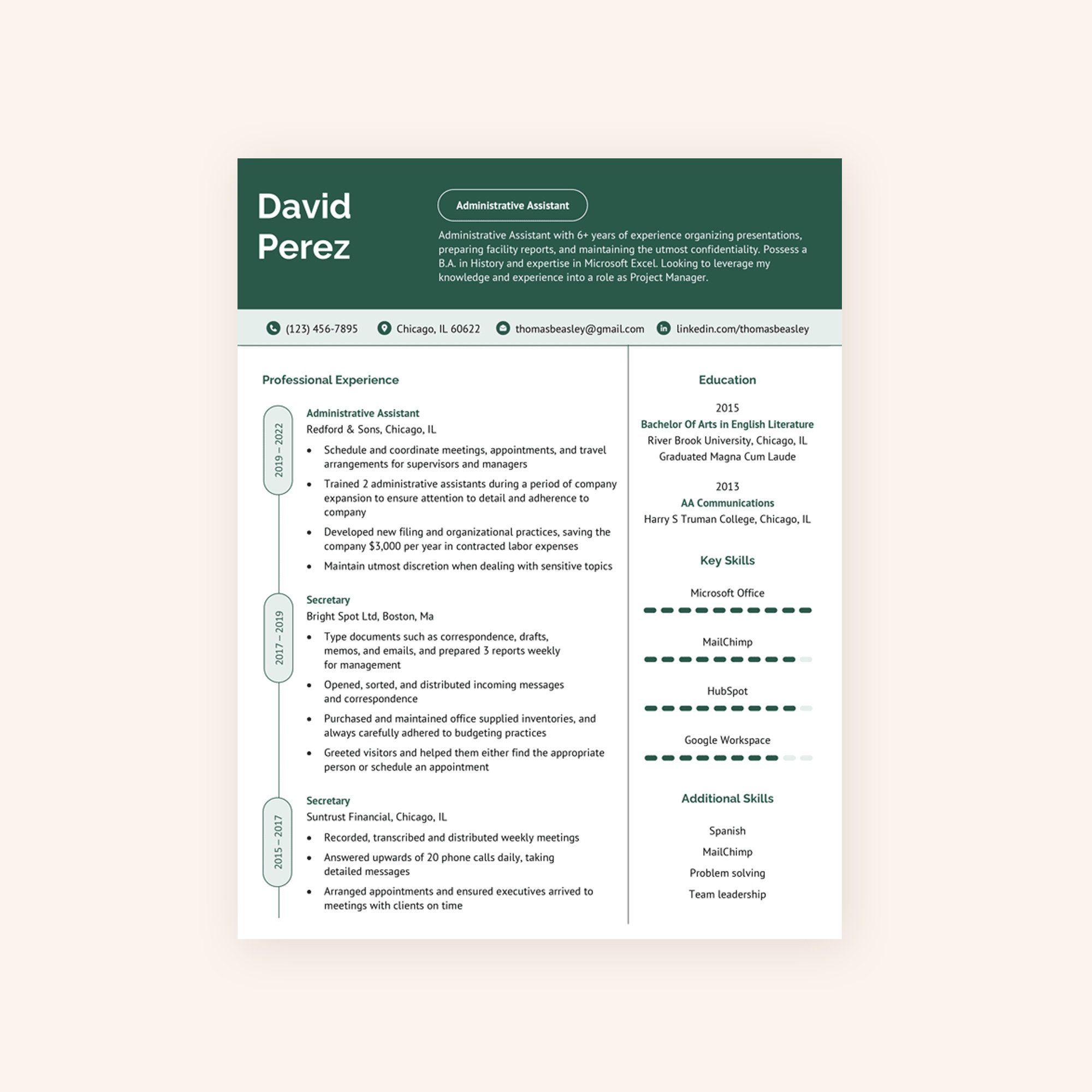 Availability Resume Standard Professional Resume Template Available in 6 Different Colors ...
