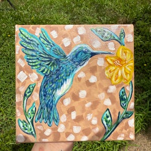 Hummingbird Acrylic Painting Original Wall Artwork Decor