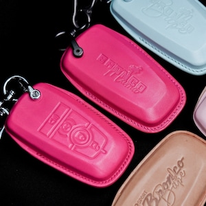 Leather Bronco Fob Cover for 2021-2023 Bronco Sport: Keyring Keychain, Stamp-Embossed Horse Design, Remote Holder for Men and Women