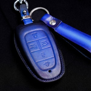 Personalized Leather Key Fob Covers for Hyundai 4 5 6 7 8 IONIQ Sonata Santa Fe Tucson Santa Cruz Protection Remote Key Case 2021 2022 2023