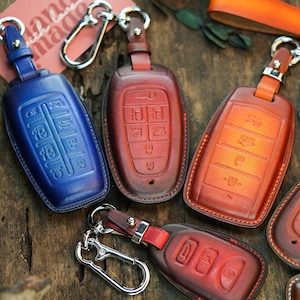 Hyundai Key Fob Cover Case for Santa Fe Solaris i30 Sonata NEXO Grandeur Tucson Fits 4 5 6 7 8 Buttons 2019 2022 Models Keyless Protection