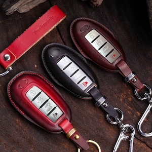 Leather Key Fob Cover for Infiniti QX Q Series - QX60 Q50 Q60 Q70 QX55 JX35 QX50 QX80 - 2021 2022 Infiniti Keychain Remote Holder