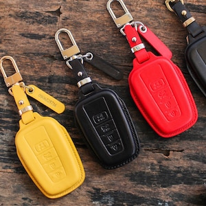 Toyota Leather Key Cover for 2020-2021 RAV4 Camry Corolla Avalon C-HR Prius GT86 Highlander Gift For Him Personalized Gift Toyota Key Chains