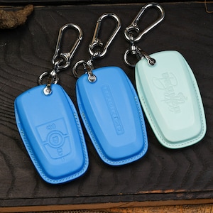 Leather Bronco Key Fob Cover (2021-2024) Personalized Embossed &quot;Girl, Mama, Papa&quot; Keyring for Ford Bronco Sport, Men Women Remote Protector