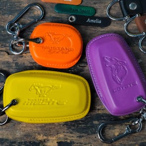 Ford Mustang Mach-E Key Fob Cover 2023 2024 2025, Handmade Leather Case for Dark Horse, GT, RTR, Mach-1, Shelby GT350 GT500, Gift for Him
