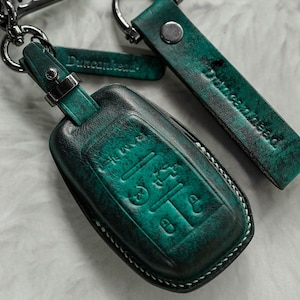 Leather Key Fob Cover Case for 1500 1500 2500 3500 4500 5500 TRX Truck Pickup Longhorn Limited 2018 to 2022 Keychain Remote Holder