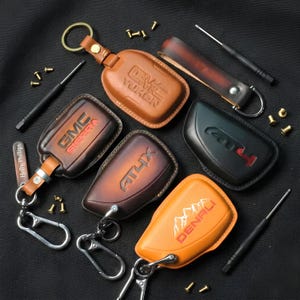 Cover Fits Sierra Leather Key Fob Cover Handmade Case Fits Sierra EV, Denali, AT4, AT4x, sLE, SLT, Pro, Elevation Multiple ColorsCustom Logo