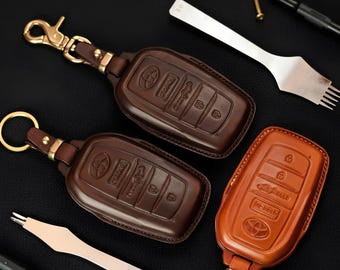 Custom Leather Key Case 2022 2023 Toyota Tundra TRD Pro Key Fob Cover Case Tundra Edition Truck Pickup Fob Cover Gift For Dad, Birthday Gift