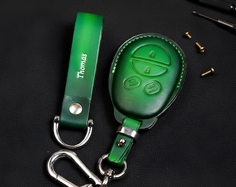Personalized Leather Key Fob Cover for Toyota Tacoma, Highlander, Sequoia, Sienna | Remote Key Case Holder | Gift for Him Birthday Present
