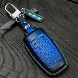Leather Key Fob Cover Genesis 2023 G80 Protector for G70, GV80, 4-8 Buttons, Keyless Key Ring, Personalized Gift for Him, Birthday, Dad Gift