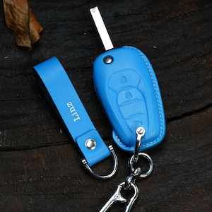 Chevrolet Key Fob Cover for Malibu, Camaro Cruze Equinox Traverse, Trailblazer: Leather Case, Keychain 3-5 Buttons Personalized Gift For Him