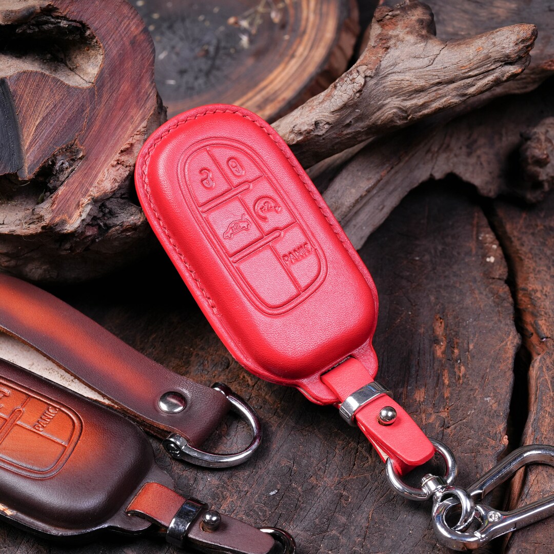 Leather Key Fob Cover Ram 1500 2500 Grand Cherokee Compass Etsy