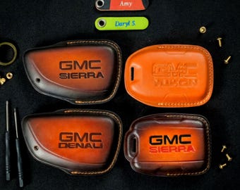 GMC Key Fob Cover – Yukon, Sierra EV, Canyon, Sierra Denali Ultimate, AT4, AT4X Heavy Duty – Handmade Leather, Multiple Color Options