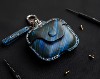 Personalized Genuine Leather AirPods Case with Keychain, Custom Cover for AirPods 2/3/4, Pro & Pro 2, Pro 3 Gift Idea