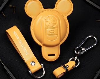 Leather Key Cover for Mini Cooper Models: Countryman, Clubman, 3 Doors, 5 Doors - Mini Cooper Key Fob Protection and Gift Idea for Her
