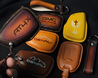 Custom Leather GMC Yukon & Chevy Key Fob Cover | Denali, Sierra | Keyless Remote Holder | Personalized Father's Day Gift | Acadia, Silverado