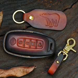 Leather Key Fob Case for 2023-2024 Nissan Rogue, Pathfinder, Altima, Murano, Versa, Sentra, Armada, 4/5/6 Buttons, Personalized Gift for Dad
