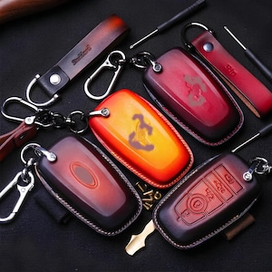 Leather Key Fob Cover Compatible with Bronc0 Sport, Fits Outer Banks Wildtrak Heritage Badlands, Personalized Embossed Horse Keychain