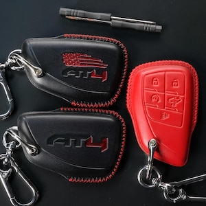 GMC AT4 Personalized Leather Key Fob Cover for Denali Ultimate AT4X 2021–2025 – Handmade Case, Patina Colors, Custom Logo