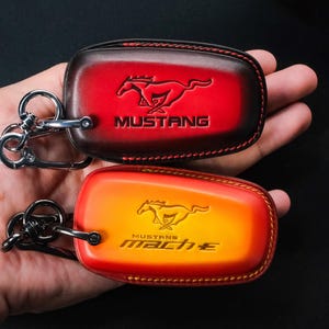 Ford Mustang Coyote Key Fob Cover 2023–2025 | Handmade Leather Case for Mach-E, Dark Horse, GT, Shelby, Super Snake, RTR