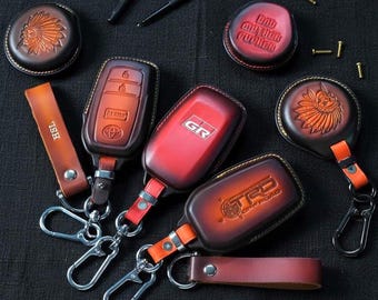 Toyota GR Corolla Leather Key Fob Case – Fits GR Yaris & GR Camry – Handmade, Custom Colors, Personalized Gift