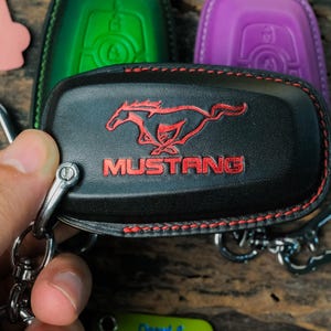 Ford Mustang Coyote Key Fob Cover 2023–2025 Handmade Leather Case for Mach-E Dark Horse GT Shelby Super Snake RTR