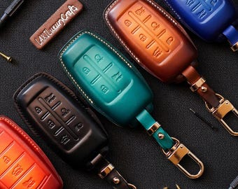 Key Fob Leather Cover Fit G60 GV60 G80 G70, GV70 GV80 G90 Series 2024 2025 2026 Genesis Premium Car Accessory, Personalized Gift For Him