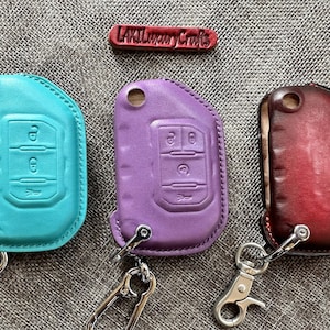 Leather Key Fob Cover for Wrangler Gladiator JL JLU Rubicon Sahara Keyless Remote Holder w Keychain Holster 2020 2021 2022 Fabulous Design