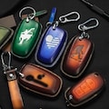 Custom Handmade Leather Key Fob Cover for Bronco Sport & Bronco SUV, Embossed Horse, Monkey or Personalized Logo