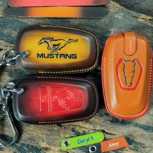 Ford Mustang Mach-E 2023–2025 Key Fob Cover | Handmade Leather Case for Dark Horse, GT, Mach-1, Shelby GT350/GT500, Super Snake, RTR, Coyote