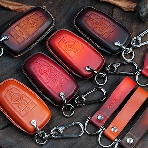 Ford Bronco Key Fob Cover 2021-2023 Leather Case for F150 TREMOR, Bronco Wild Track, Fusion Mustang Embossed Horse Gift For Him Personalized