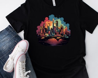 City Skyline Design with Iconic Buildings Men/Women T shirt