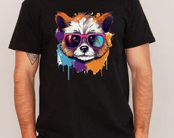 Colorful Racoon Wearing Sunglasses T shirt design   Men/Women