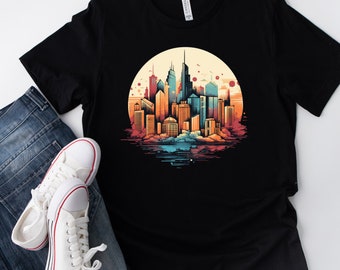 Big City Skyline Design with Iconic Buildings Men/Women T shirt
