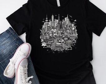 Malaysia City black and white T shirt design Men/Women