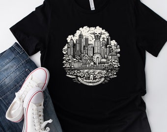 Singapore City Black and White T Shirt Design Men/Women