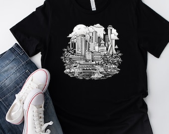 Singapore Black and White T Shirt Design Men/Women