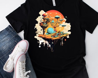 Surrealistic Design with Floating Objects and Dream    T Shirt Men/Women