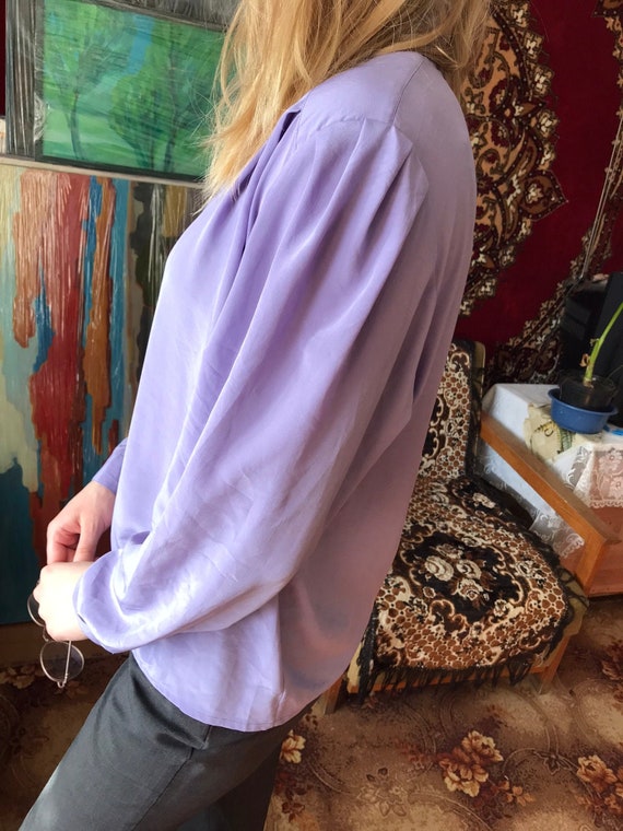 Vintage Silky Satin Oversized Shiny Long sleeved … - image 2