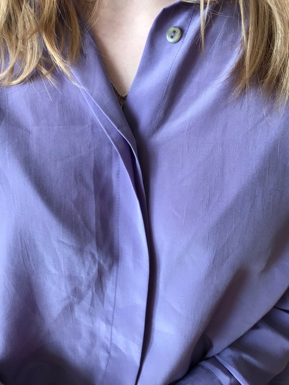 Vintage Silky Satin Oversized Shiny Long sleeved … - image 5