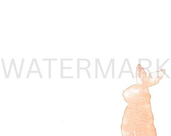 Easter Bunny Watercolor Painting Digital File