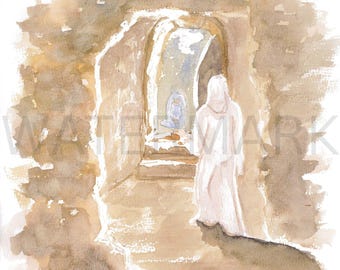 Christ is Risen Watercolor Painting Digital Print
