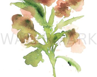 Minimalist Single Stem Flower Watercolor Print