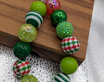 Holly Jolly Christmas Phone Charm | Green & Red Ball Bead Wrist Loop